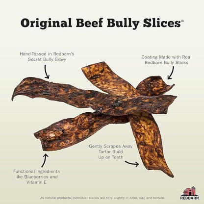 Redbarn Pet Products All-Natural Rawhide Bully Slices - Bully Stick Flavor - Premium Grain-Free Beef Hide Treats High Protein Low Fat for Chewers - 9 oz Bag