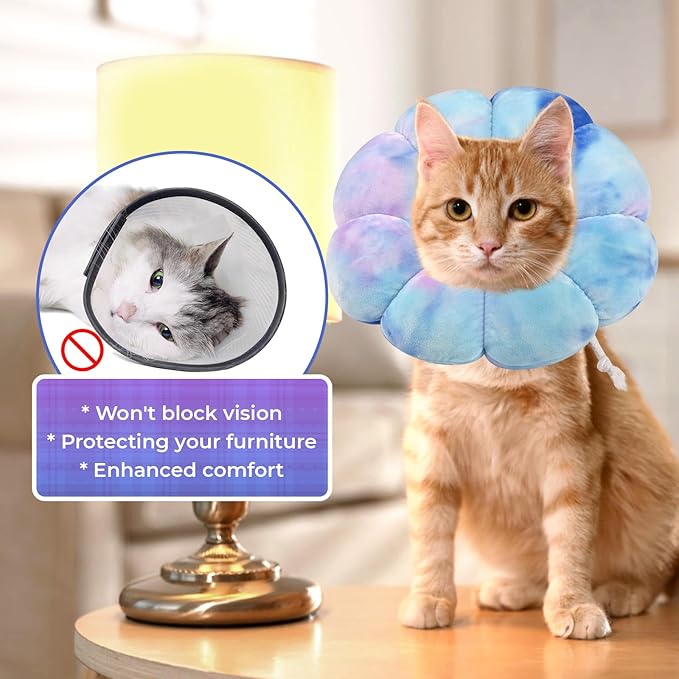 Adjustable Dog Cone Collar, Soft Dog Elizabethan Collar Recovery E Collar After Surgery, Recovery E-Collar for Kittens/Puppies and Cats Recovery (Purple Blue, M)