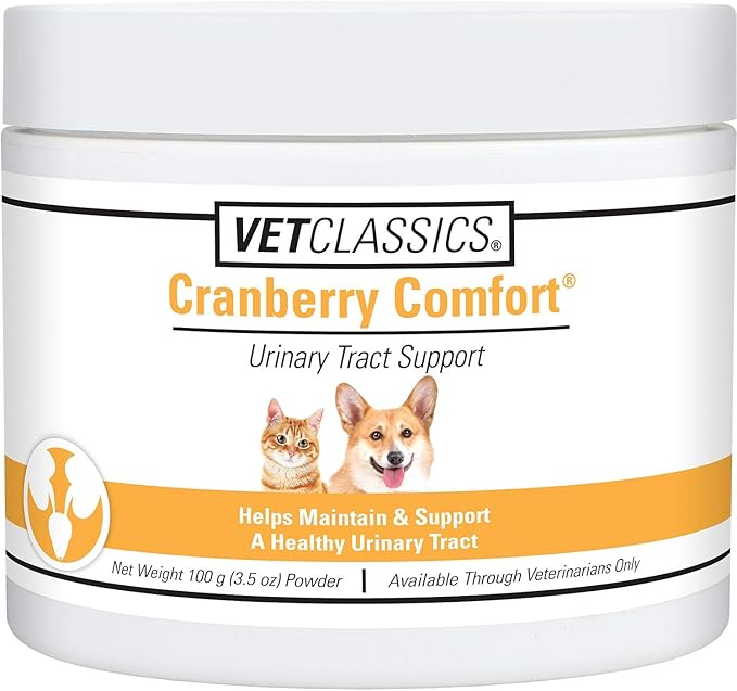 Vet Classics Cranberry Comfort Urinary Tract Pet Supplement for Dogs, Cats – Maintains Dog Bladder Health, Cat Bladder Control – Pet Supplements for Incontinence – 3.5 Powder