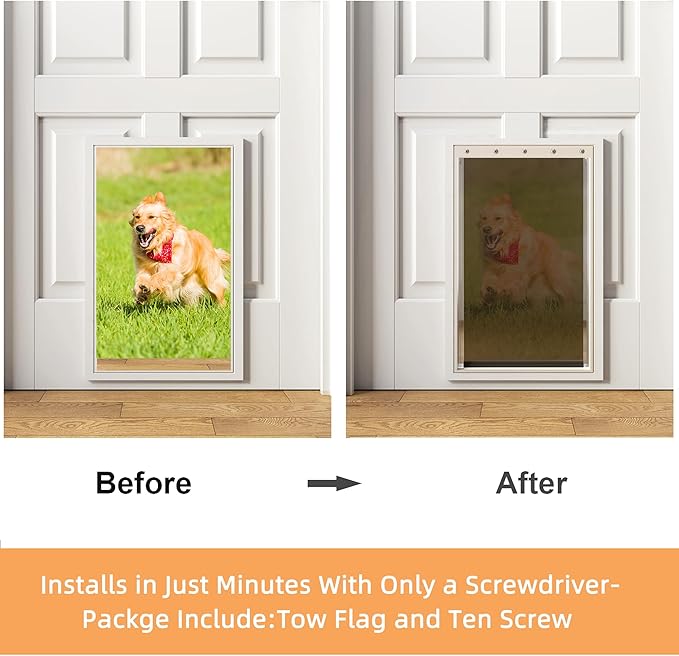 2 Pack Large Dog Door Replacement Flaps with Screws, Compatible with PetSafe Freedom Doggie Doors PAC11-11039,Pet Door Replacement Flap Measures 10 1/8" X 16 7/8", Flexible, Durable, BPA-Free