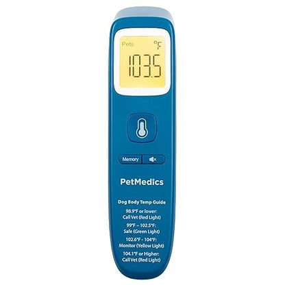 PetMedics by iHome Cat & Dog Thermometer for Pets Ear or Belly No Contact Scan - Large Number Digital Lit Display - Batteries Included - Canine and Pet Fever Detection