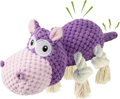 TOOPTATE Squeaky Dog Toy - Plush Interactive Chew Toy for Large, Medium and Small Dogs, Keeps Them Busy (Purple, Medium)