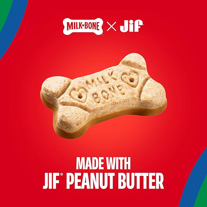 Milk-Bone Peanut Buttery Dipped Dog Biscuits with Jif Peanut Butter, 32 Oz. Bag