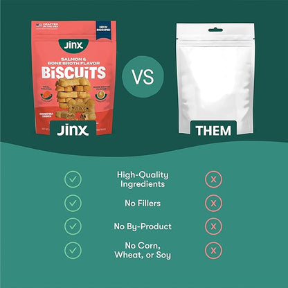 Jinx Oven-Baked Salmon Bone Broth Biscuit Dog Treats - Crunchy, All Natural, Superfood-Rich with High-Protein Salmon, Dog Biscuits for Puppies, Adults & Seniors - 16oz