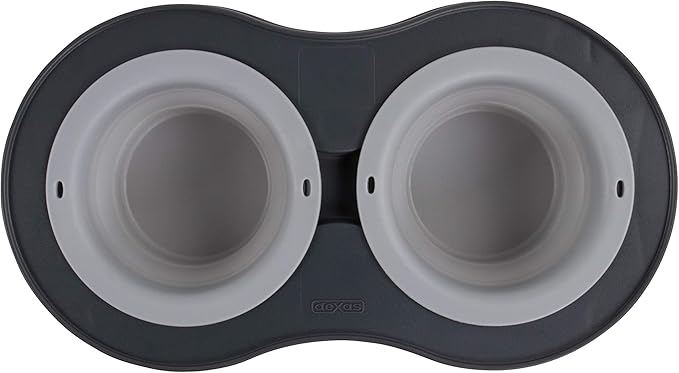 Dexas Pets Double Elevated Pet Feeder, Light Gray, Small/1 Cup Capacity Bowls (PW100432429)