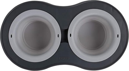 Dexas Pets Double Elevated Pet Feeder, Light Gray, Small/1 Cup Capacity Bowls (PW100432429)