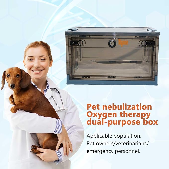 Pet Atomization Nest, Dedicated Folding Oxygen Tent, ICU Cage Cough Breathing Medical Box, Large PET Brooder Nursery for Cough Breathing Treatment Nebulization Box (Blue, Medium)