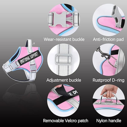voopet Emotional Support Dog Harness, Professional Service Dog Vest Harness for Small Medium Large Dogs, Reflective Breathable and Adjustable No Pull/Choke ESA Essential Harness