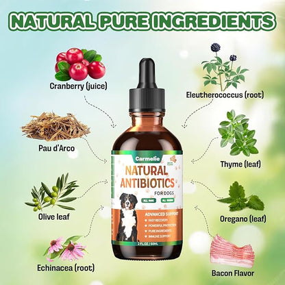 Natural Antibiotics for Dogs - Dog Antibiotics Nutritional Supplements for Skin Issue, Itch Relief, Dog and Cat Herbal Supplement Drops for Pets, Supports Skin Health - 60 ml/2 Fl Oz