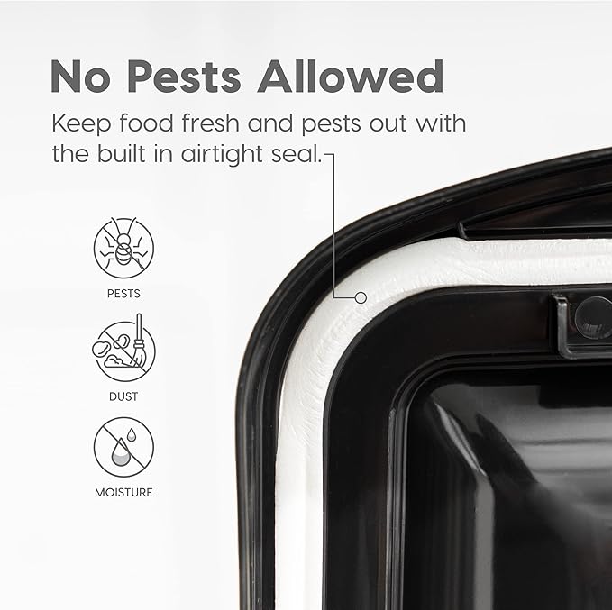 IRIS USA Airtight Dog Food Storage Container, WeatherPro, Up to 10 lbs, for Dog Cat Bird and Other Pet Food Storage Bin, Keep Fresh, Translucent Body, Made in USA, Clear/Black