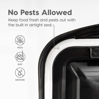 IRIS USA Airtight Dog Food Storage Container, WeatherPro, Up to 10 lbs, for Dog Cat Bird and Other Pet Food Storage Bin, Keep Fresh, Translucent Body, Made in USA, Clear/Black