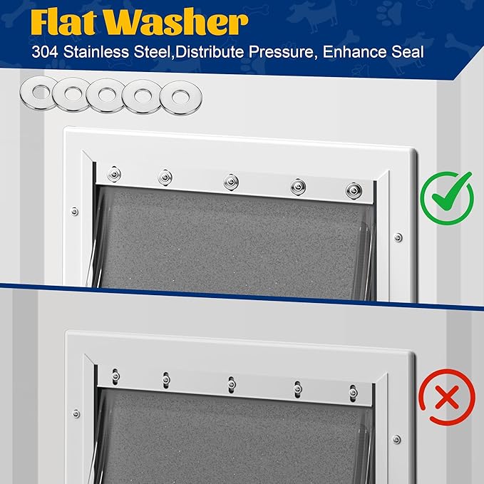 2 Pack Large Dog Door Replacement Flaps with Metal Bracket, Screws and Washers, Compatible with Petsafe Freedom Doggie Doors, PAC11-11039 10 1/8" X 16 7/8" -with Screws(Smoky Translucent)