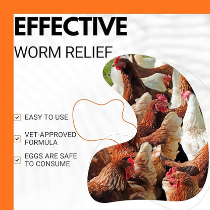 Chicken Dewormer Liquid for Poultry, Deworming Support for Backyard Chickens, Hens & Roosters, 50 mL