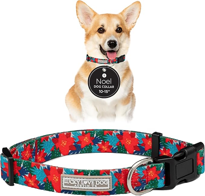 Lucky Love Dog - Adjustable Dog Collar with Easy Click Noel for Small Dogs, Durable, & Comfortable for Male & Female Dogs, Pet Collar for Puppies & Adult Dogs - Noel, Small
