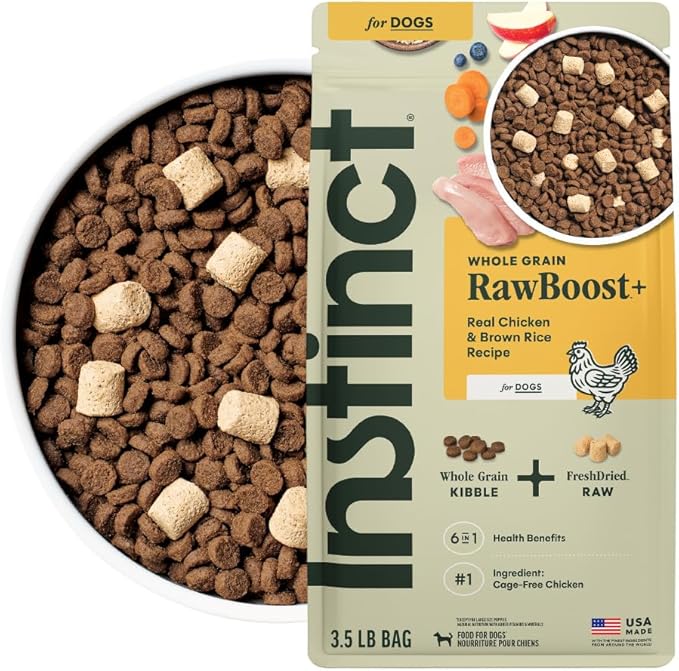 Instinct RawBoost, Natural Dry Dog Food with FreshDried Raw, Whole Grain Recipe - Real Chicken & Brown Rice, 3.5 lb. Bag