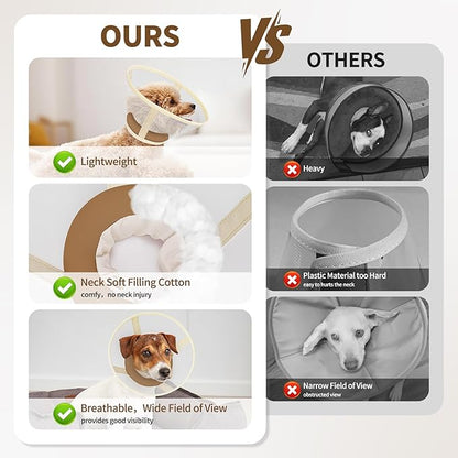 Soft Dog Cone Collar to Stop Licking-Adjustable Comfortable Mesh Recovery Collars After Surgery for Small or Miniature Dog, Alternative to Plastic Elizabethan Collar for Neuter Incision Care (Brown,L)