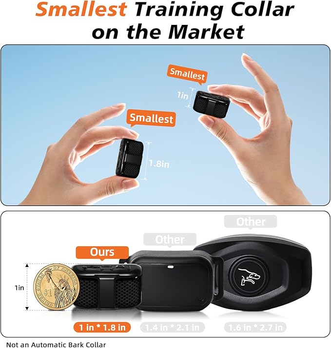 Tiniest Dog Shock Collar, Lightest Dog Training Collar with Remote for Small Dogs 5-30lbs & Medium Large Dogs/Puppies, Waterproof, Rechargeable, 1300ft Range (Black&Ultra Tiny)