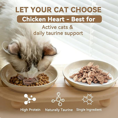 Freeze-Dried Chicken Hearts Cat Treats 2oz – Single Ingredient, Grain-Free, Gluten-Free, Filler-Free Freeze Dried Food Toppers