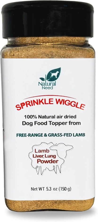 Sprinkle Wiggle - All Natural, Grass-Fed & Free-Range, 100% Lamb Liver & Lung Mix Topper for Dog Food, 5.3oz