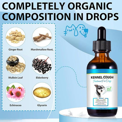 Kennel Cough for Dogs- Kennel Cough Treatment, Natural Cough Supplement for Dogs, Gentle Dog Congestion Relief, Liquid Dog Allergy Relief (2 Fl Oz (Pack of 2))
