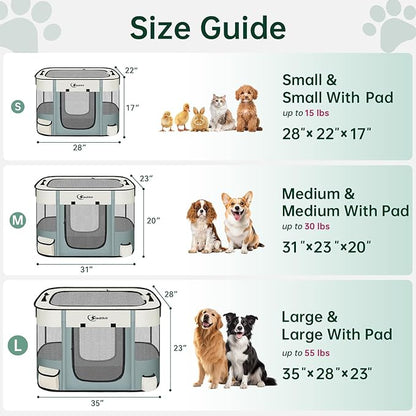 Dog Playpen,Cat Pet Puppy Pen,Portable Playpens for Dogs Indoor Outdoor Travel Camping Use,Foldable Dog Kennel Tent Crate for Rabbit Small Animals with Carrying Case (Grey with Pad, Small)