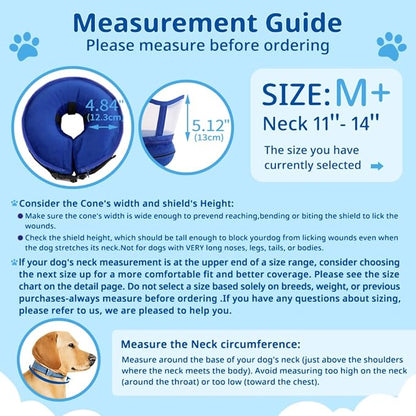 Soft Dog Cone Collar, Inflatable Cones Alternative After Surgery with Anti-Lick Shield, for Large/Medium/Small Dogs to Stop Licking, Elizabethan Neck Ecollars of Shame, Comfy Pillow E Recovery