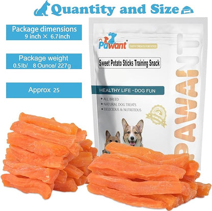 Soft Dog Treats Chicken Sweet Potato Sticks Puppy Easy to Digest Training Snacks Sweet Potato Sticks 0.5lb/227g