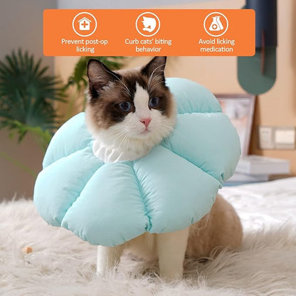 Avont Cat Cone Collar Soft, Adjustable Recovery E Collar Alternative for Cats Kittens Puppies, Elizabethan Neck Cone of Shame to Prevent Licking Biting After Surgery Protect Wounds -Blue(M)