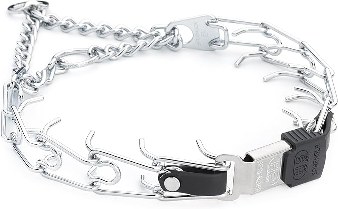 Herm Sprenger Chrome Plated Steel Dog Collar with Quick Release ClicLock Buckle and Biothane Insert Training Collar for Dogs Made in Germany (Black, 22in x 3.0mm(Neck Size up to 18-19in))