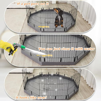 PJYuCien Dog Playpen Bottom Pad, Fits 24 Inch 8 Panels Regular Octagon Metal Exercise Pet Pen, Elastic Buckles Connections, Grey (Note: Fence Not Included)