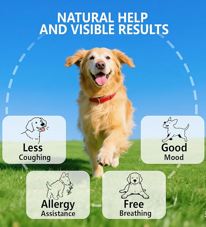 Kennel Cough for Dogs, Natural Dog Cough Treatmen, Gentle Dog Allergy Relief, Cough Supplement for Dogs Respiratory Infection, Herbal Drops for All Breeds & Sizes