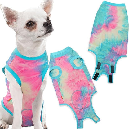 Dog Surgery Recovery Suit, Surgical Recovery Suit for Dog Male Female, Spay Neuter Shirt, Cone Alternative Surgical Onesie, Tie-dye Green, M