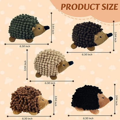 Plush Hedgehog Dog Toys 5 Pack, 2-in-1 Squeaky No-Stuffing Hedgehog for Small and Medium Pets, Keep Your Puppy Busy with Multi-Colored for Indoor & Outdoor Play