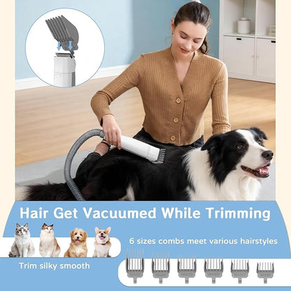 Dog Grooming Kit, Pet Grooming Vacuum with Pet Clipper Nail Grinder, Dog Hair Vacuum with 6 Pet Grooming Tools for Dogs Cats Shedding Grooming