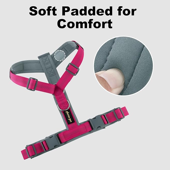 Plutus Pet No Pull Dog Harness, Adjustable Nylon Harness with Soft Padding, Reflective and Heavy Duty Dog Harness for Small, Medium, Large Dogs(Hot Pink, S)