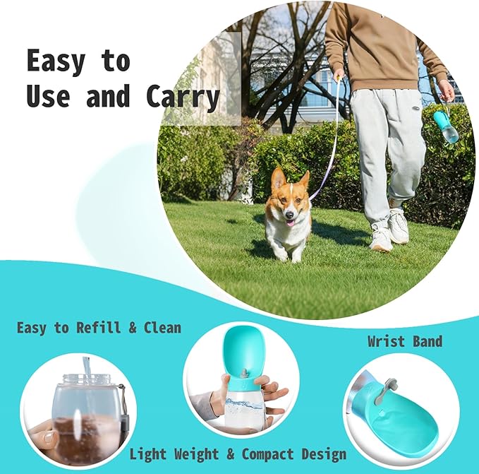 Kalimdor Dog Water Bottle,Leak Proof Portable Puppy Water Dispenser with Drinking Feeder, Dog Walking Accessories for Pets Outdoor Walking, Hiking, Travel, Food Grade Plastic