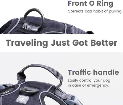Pawaii No Pull Dog Harness with Pet ID Tag,Reflective Strips No Choke Front O Ring Breathable Mesh Adjustable Soft Padded Pet Vest with Easy Control Handle for Small Dogs