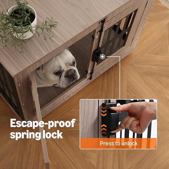 Amazon Basics Heavy Duty Dog Crate Furniture for Small to Medium Dogs, Wooden Dog House Dog Kennel Cage Indoor with Safety Lock, 38.5" L x 26.8" W x 25.6" H
