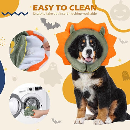 IEUUMLER Inflatable Recovery Dog Collar, Protective Donut Cone, Adjustable Soft Collar for Dog and Cat After Surgery Prevent from Biting & Scratching EU002 - Green Demon XL