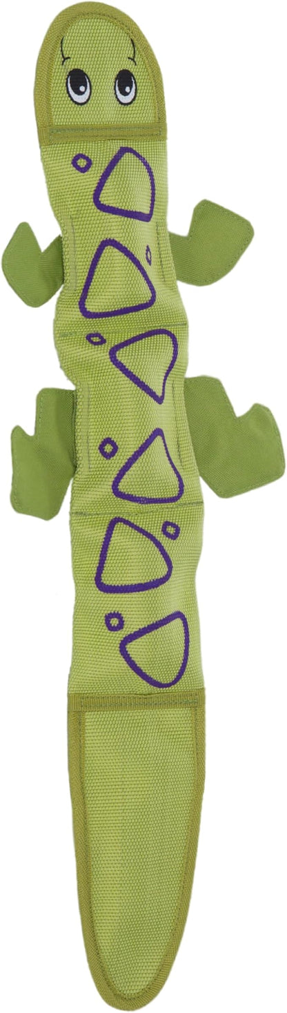 Outward Hound Fire Biterz Green Lizard Plush Firehose Material Interactive Dog Toy, Large