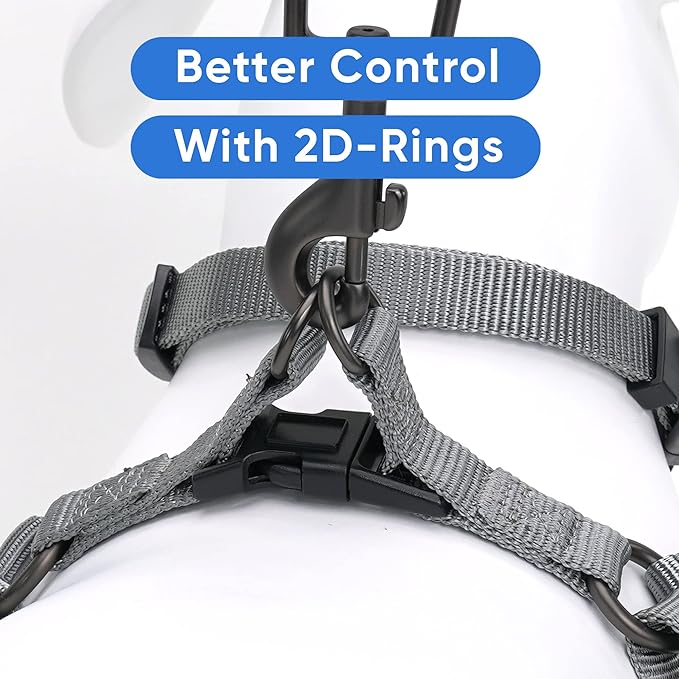 Pawtitas Solid Step-in Dog Harness – Adjustable No-Pull Vest for Puppies to Seniors, Safe & Comfortable XS Grey