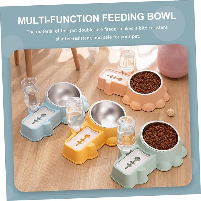 Kisangel 1 Set Adorable Dog Feeder and Water Dispenser Convenient Automatic Pet Bowl Non Slip Design for Cats Dogs Pet Stores