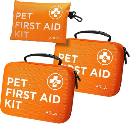 ARCA PET First Aid Kit 3 Piece Set - Each for Home, Car & Travel. Dog First Aid Kit with Thermometer, Tick Remover Kit & Many More