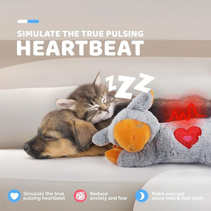 ALL FOR PAWS Heartbeat Puppy with Warm Bag for Dogs, Anxiety Relief Stuffed Animals Toy for Dog Sleep Aid, Comfort Snuggling Plush Puppy Toy for Behavioral Training Aid, Grey Sheep
