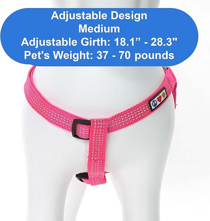 Pawtitas Reflective Step-in Dog Harness – Adjustable No-Pull Vest for Puppies to Seniors, Safe & Comfortable, M Pink