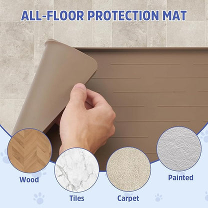Large Dog Mats for Food and Water, 40"x30" Waterproof Pet Food Mats for Floor Nonslip Silicone Bowl Mats with Raised Edges