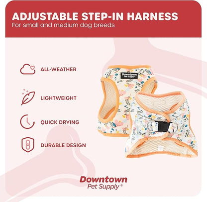 Downtown Pet Supply Step-in Dog Harness – No Pull, Adjustable Padded Mesh with Reflective Trim, Secure Buckle Strap – Comfortable & Breathable Small Dog Harness, X-Small,Floral