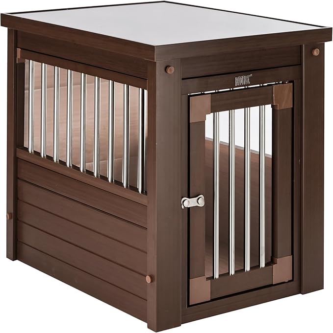 New Age Pet ECOFLEX InnPlace Dog Crate & End Table, Indoor Furniture Style Pet Kennel for Small, Medium, Large & XL Dogs, Durable Composite, Russet Brown, Small
