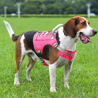 CBBPET Tactical Dog Harness for Small Medium Large Dogs No Pull Adjustable Harness Training Easy Control Pet Vest,Reflective Working Training (Rose Red M(Neck:17-26,Chest:24-36))