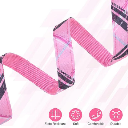 Dog Collar and Leash Set for Medium Dogs, Adjustable Soft Puppy Collar with Quick Release Buckle, 5FT Heavy Duty Nylon Matching Leash for Boy Girl Chihuahua, Yorki, Bulldog, Pink M